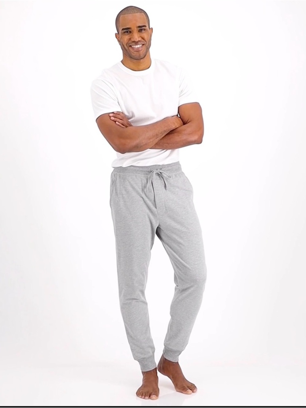 Hanes Men's Premium Heather Gray French Terry Lounge Joggers with Drawstring